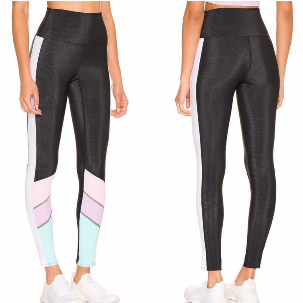 Beach Riot Bailey Ribbed Pastel Black Color block Leggings Small